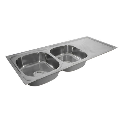 Pileta Doble Acero Inoxi 120x50 Cm C/valv Lh-2884 Color Plat Plateado