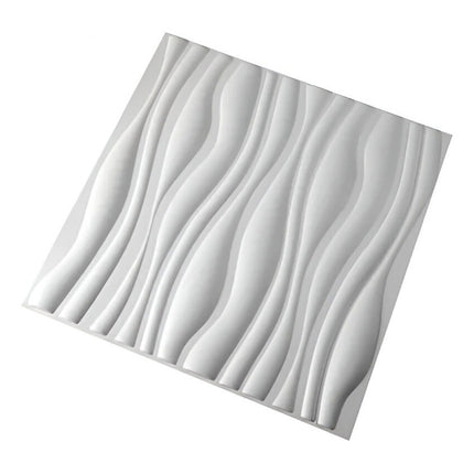 Revestimiento De Pared 3d Ondas En Línea Blanco 50 X 50 Cm Rayas Blanco