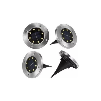 Foco Solar De Embutir Para Piso 8 Led Plateado
