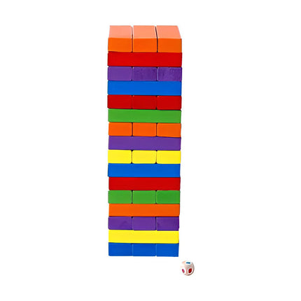 Juego Torre De Madera Jenga De Colores En Caja