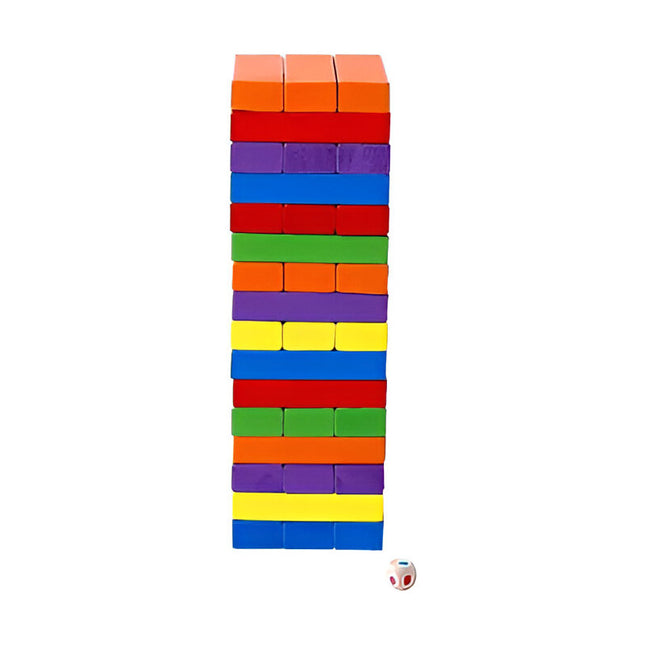 Juego Torre De Madera Jenga De Colores En Caja