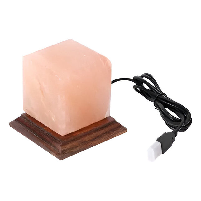 Lampara De Sal Himalaya Cuadrada Con Luz De Colores Usb V V