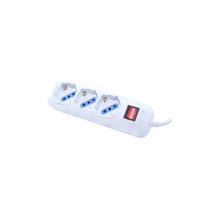 Alargue 3 Tomas Schuko 5 Metros  C/llave Led Life  Blanco