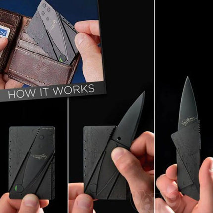 Cuchillo Navaja Plegable Tarjeta Táctico Militar  Negro