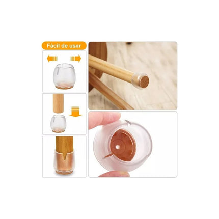 Protector Silicona Patas Sillas Muebles  X4 Redondos