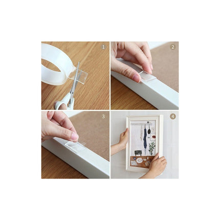 Cinta Adhesiva Magica Doble Faz Reutilizable 1 M Largo N/a