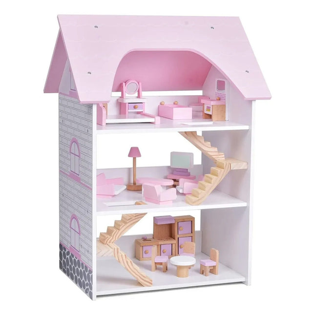 Casa De Madera Para Muñecas 66x48x30cm. Cgf01160 Rosa Claro