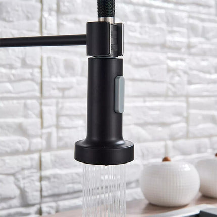 Canilla Monocomando Pico Flexible Extensible Cocina Mesada  Negro Mate