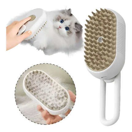 Cepillo A Vapor Automatico Baño Gatos Cepillo 3 En1 Mascotas Blanco