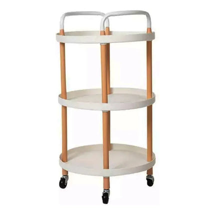 Carrito Organizador Mesa Redonda Con Asas Ruedas 3 Estantes