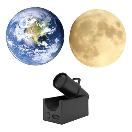 Mini Proyector Veladora Led Recargabe Tierra Luna Usb-c Negro
