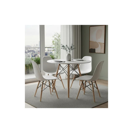 Mesa Eames Redonda Mesa Comedor Reforzada Patas Madera V