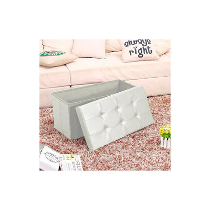 Baul Puff Asiento Banqueta Plegable Piecera Cama Living Beige