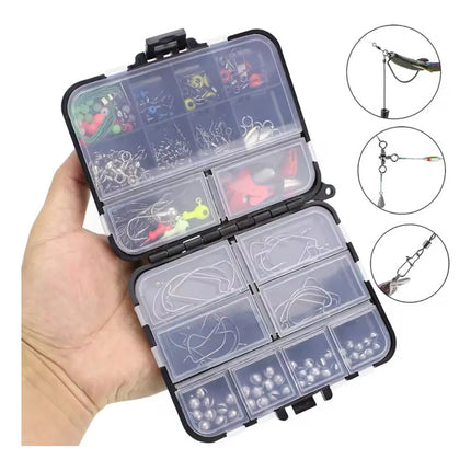 Set De Pesca Completo Fishing Anzuelos Señuelos Plomada Negro