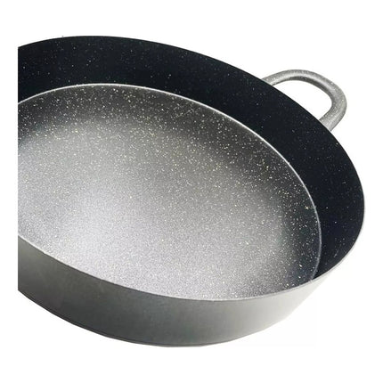 Disco Sarten Alto Cocina Fuego Leña Acero Con Mango  Negro