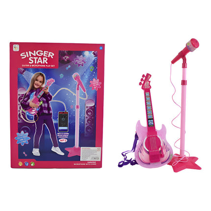 Microfono De Pie Con Guitarra Rosado 50-87cm. Rosado