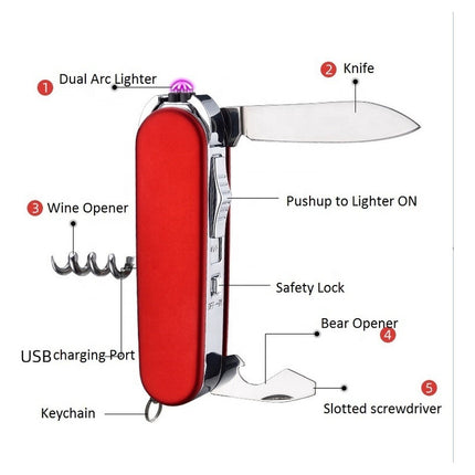 Encendedor De Arco Dual Metal Y Plástico 5 En 1 Multifuncion