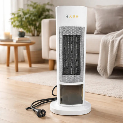 Caloventilador Vertical Con Pantalla Simula Fuego Blanco