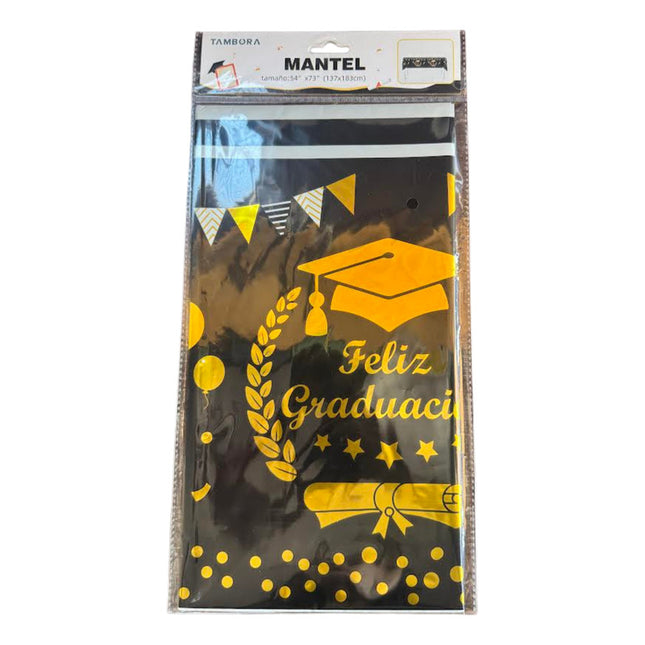 Mantel Para Fiesta De Graduacion 137x183cm Negro Y Dorado