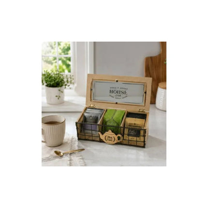Caja De Madera Para Sobres Té 24x10x8cm Chw03885 Marrón Claro