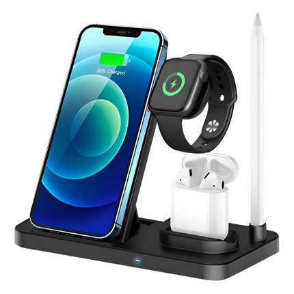 Estacion De Carga 4 En 1 Carga Inalámbrica De Smartphones, I Negro