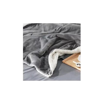 Manta Polar 2 Plazas Con Corderito 200cm X 230 Cm Calidad Liso 2050 G Gris Con Interior Blanco