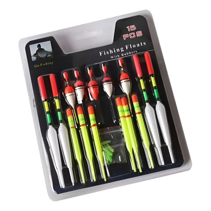 Set De 15 Boyas Kit Pesca Juego Boyas Plástico Multicolor