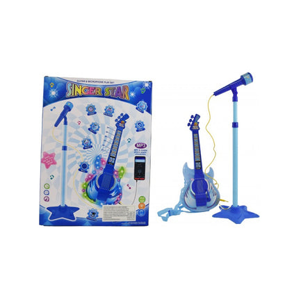 Microfono De Pie Con Guitarra Azul 50-87cm. Azul