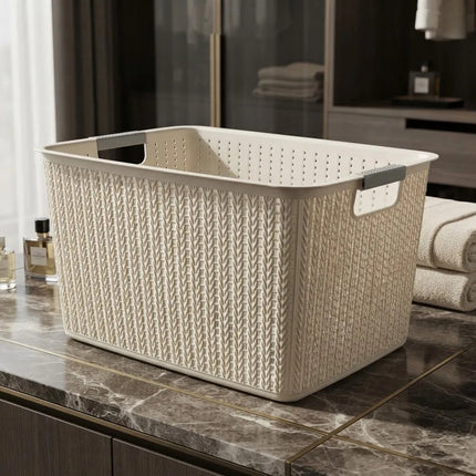 Canasto Labrado Con Asas 35x26x21cm Chw02217 Beige