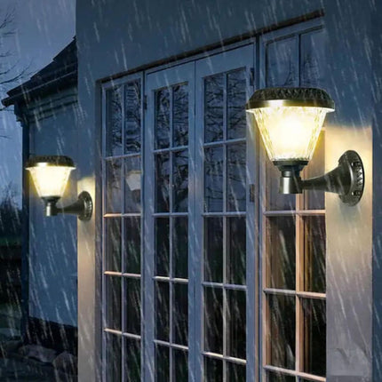 Lampara Led Solar Pared Rgb, Luz Cálida Y Fría Con Control Negro
