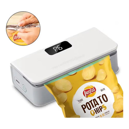 Mini Sellador Y Cortador De Bolsas Magnético Alimentos Blanco