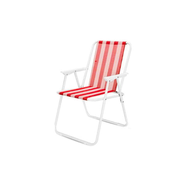 Silla Plegable De Playa  Rayada Colores  50 X 46 X 76 Cm Rojo