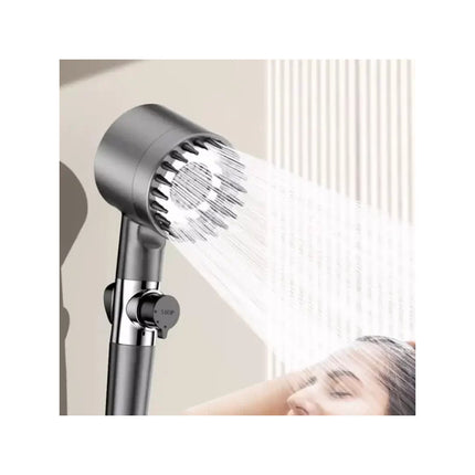 Duchero Masajeador Con Soporte Y Manguera Completo Masaje Gris Oscuro