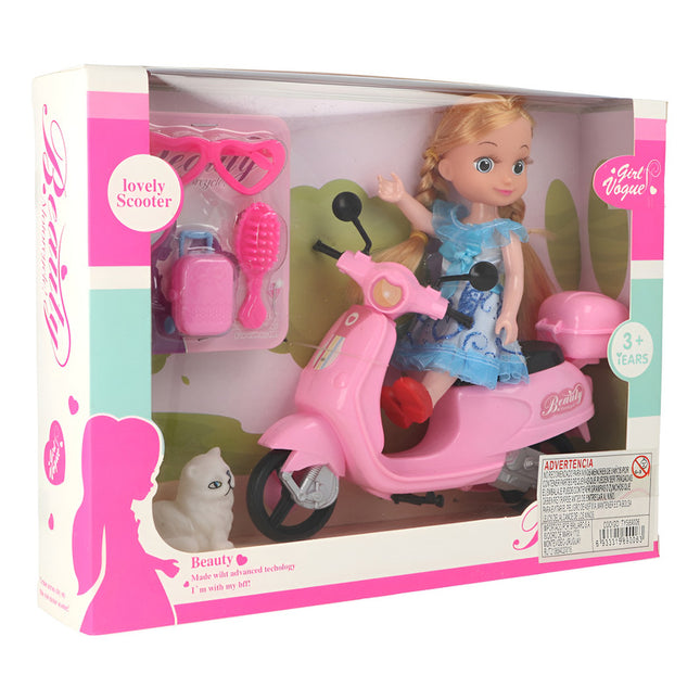 Muñeca Con Scooter Con Accesorios