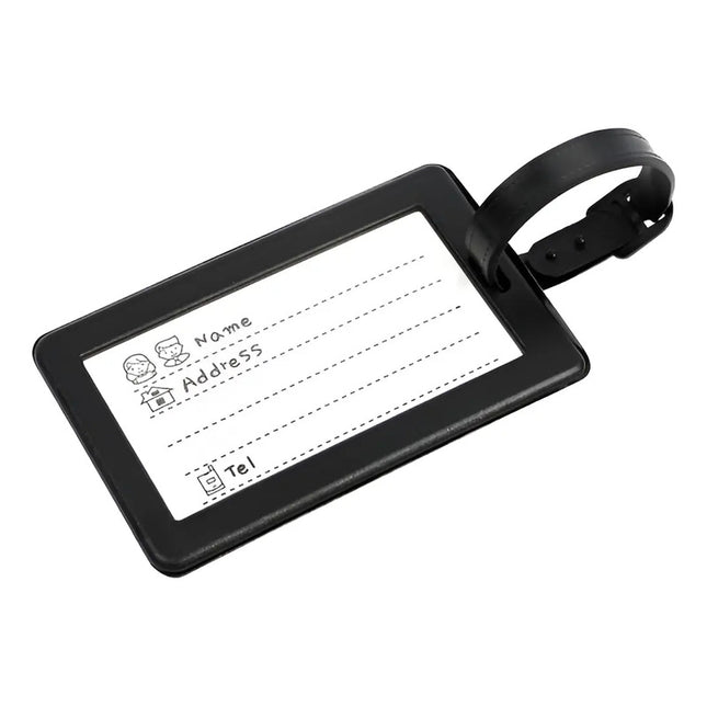Tarjeta Identificador De Equipaje Para Valija 13x6.4cm.  Negro Liso