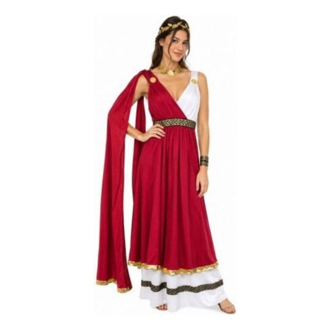 Disfraz De Romana Para Mujer Adulta Con Accesorios Rojo Xl