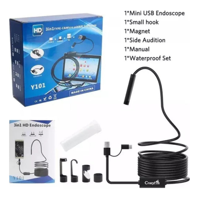 Cámara Sonda Endoscopio Android 3en1 Usb+tipo C+micro Y101 X