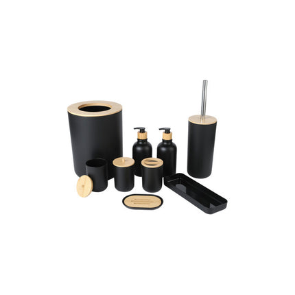 Set De 9 Accesorios De Baño De Lujo En Bambú Negro Negro