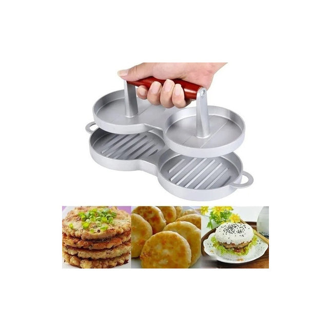 Molde Prensa Hamburguesa Doble Metal Gris