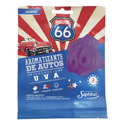 Aromatizador Auto Saphirus Uva Route 66 Sobre X2 Violeta Uva
