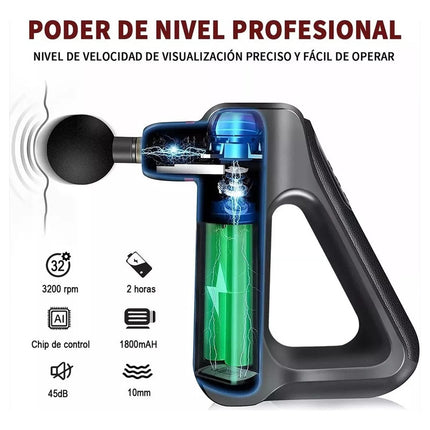 Masajeador Pistola Masajes Profesional Recargable 8 Punteros