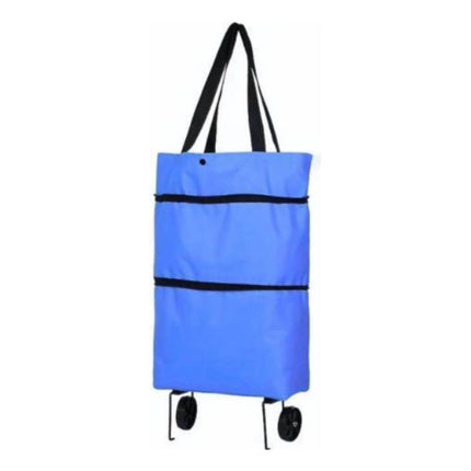 Bolso De Tela Con Ruedas Plegable 52x40cm. Azul
