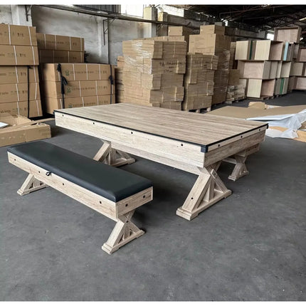 Mesa De Pool 3 En 1 + Ping Pong + Mesa Con 2 Bancos Madera