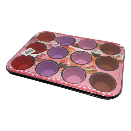 Asadera Con Moldes De Silicona Para 12 Cupcakes Multicolor