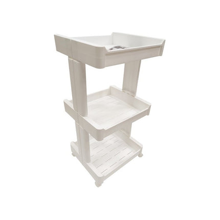 Mueble Estanteria De Plastico 3 Estantes Bandeja  Con Rueda Blanco