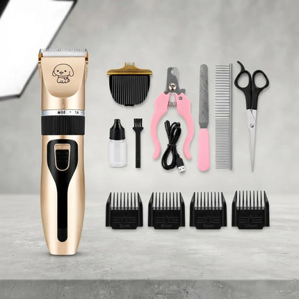 Corta Pelo Inalámbrica Para Mascota 4 Peines Dorada Beige