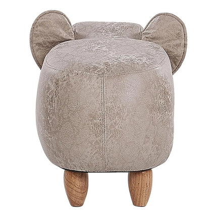 Puff Infantil Elefante Con Colmillos Con Pies De Madera Gris