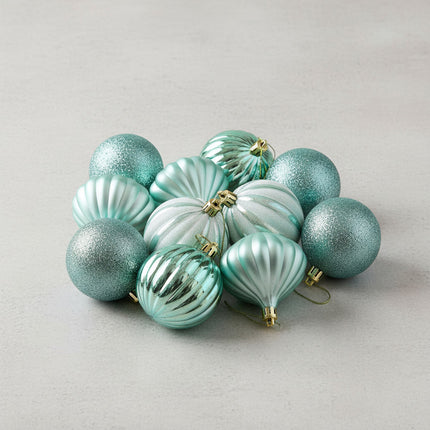 Set X9 Chirimbolos Para Arbol De Navidad  Grandes Verde Agua