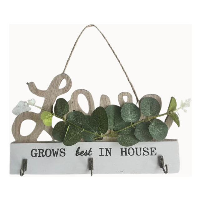 Cartel Love Home Con Ganchos Para Llaves En Madera Love