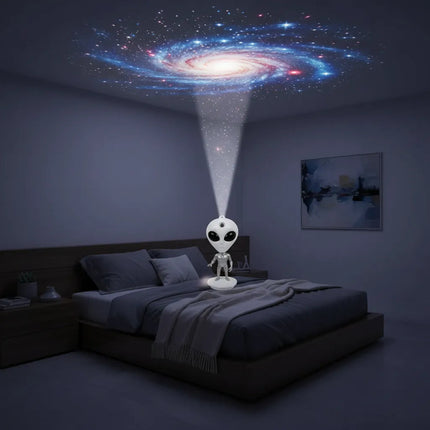 Lampara Alien Led Proyector De Galaxias Con Parlante Gris
